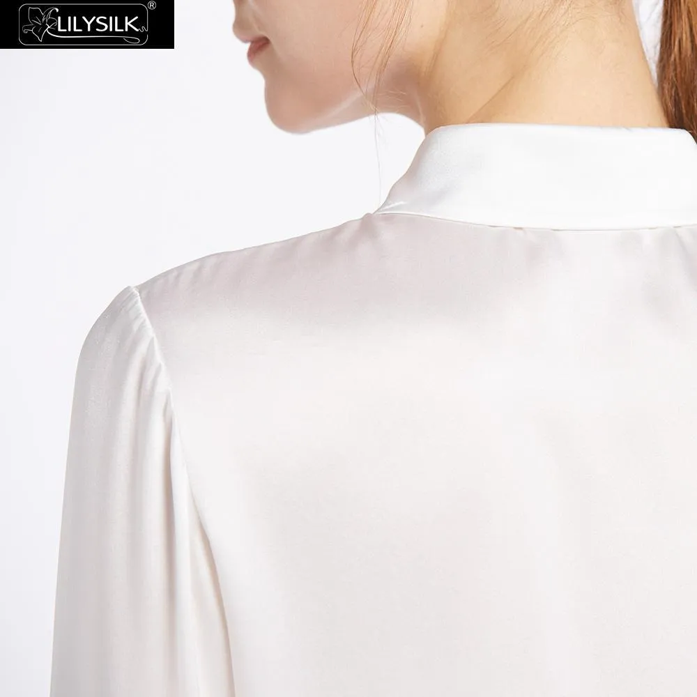 LilySilk Womens 100% Silk Blouse Basic Placket, Natural Glossy