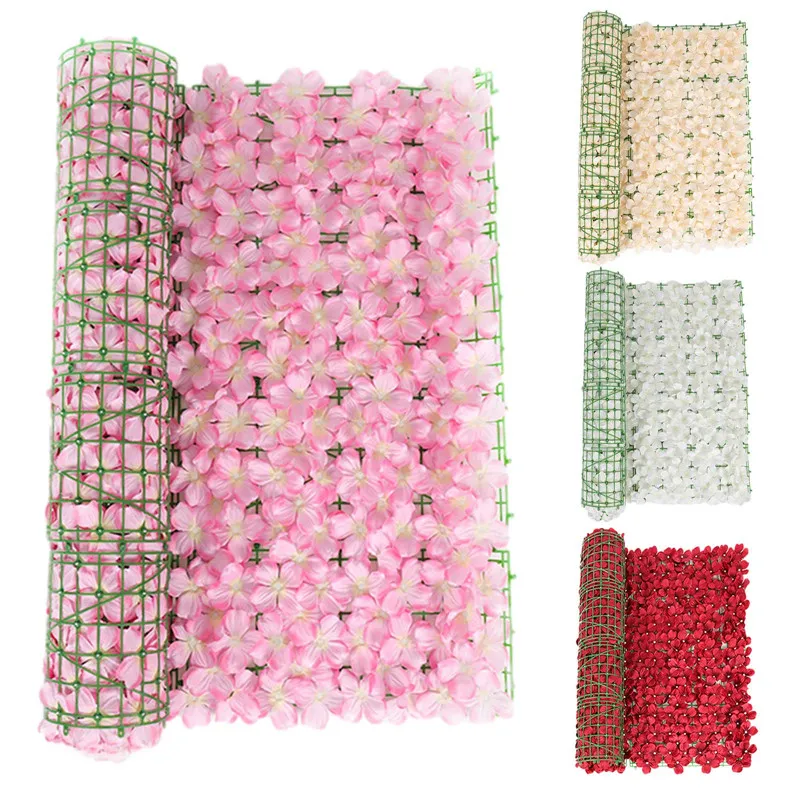 50x100 CM Each Artificial Hydrangea Flower Row Roll Simple Fencing Trellis Screen Panels For Garden Decoration Outdoor Indoor