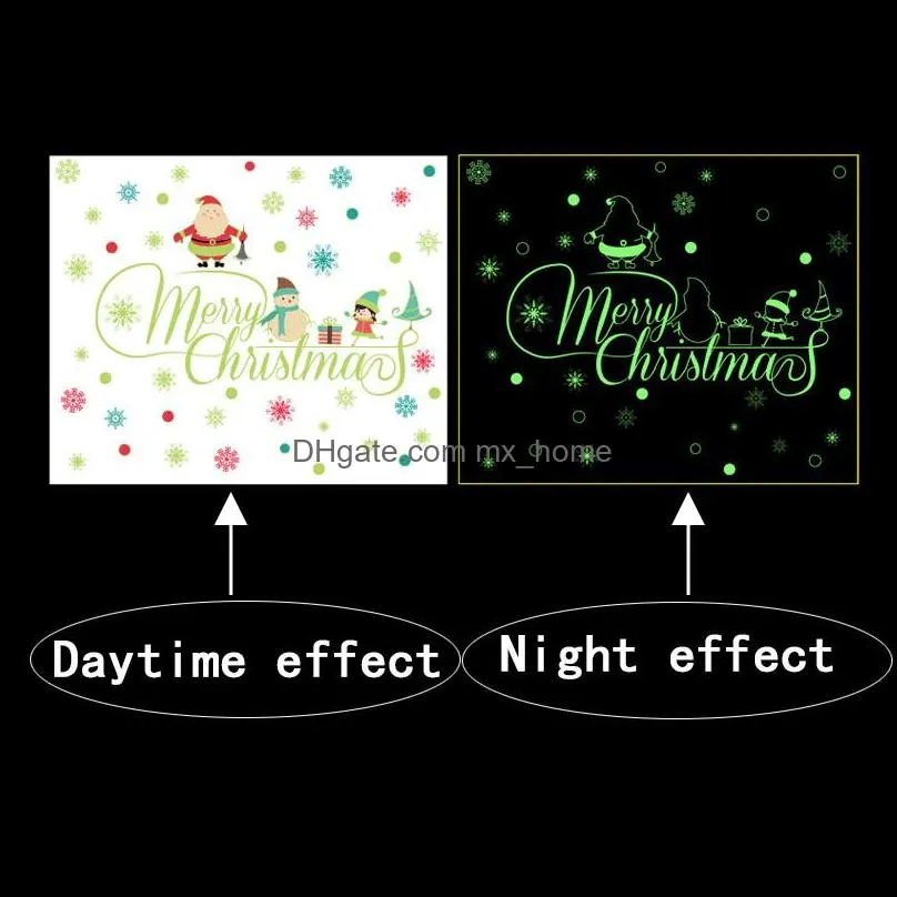 Merry Christmas Glow Snowman Wall Fluorescence Stickers Living Room Luminous Stickers Window Decor For Home Mall DHL Free Shipping