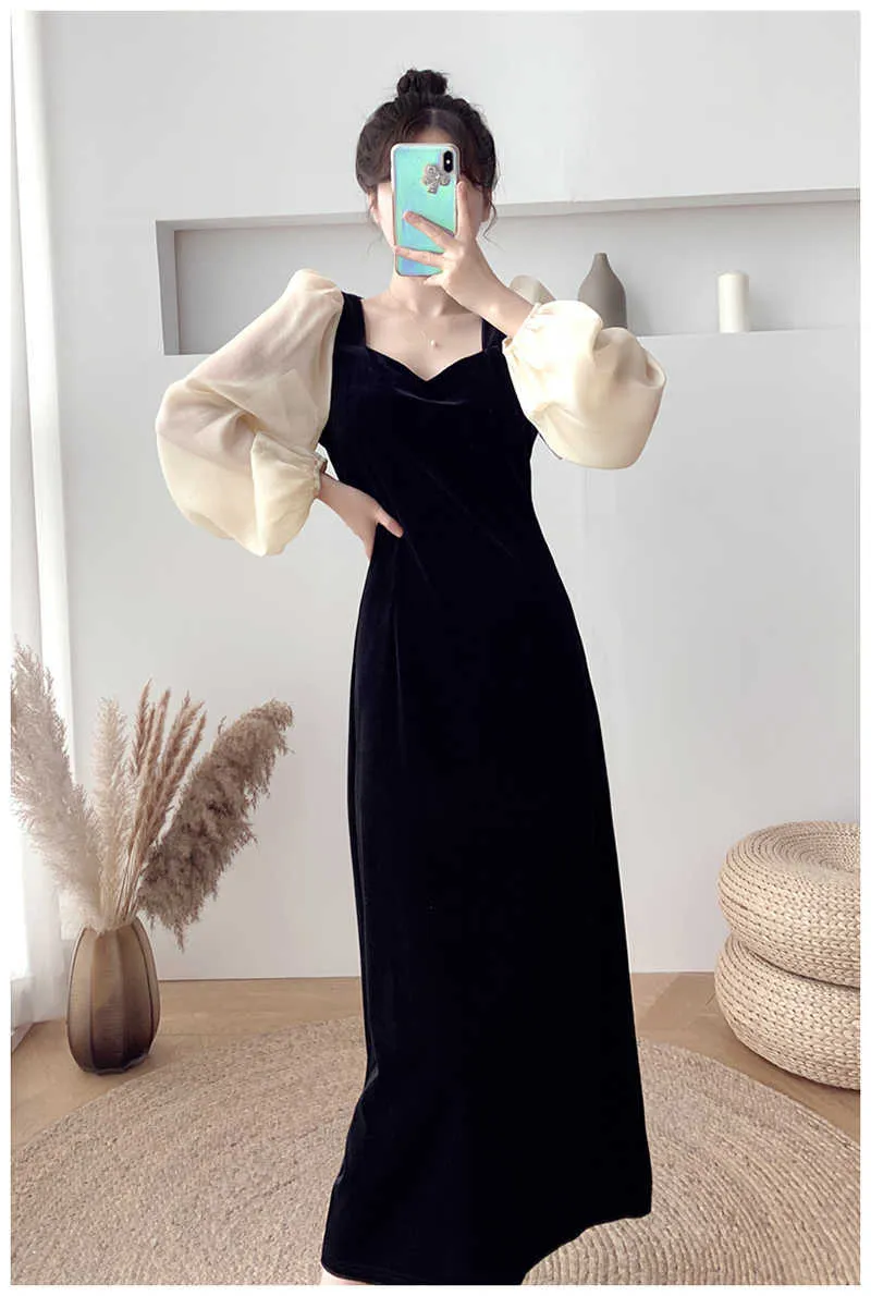 Long Sleeve Midi Dress Women Korean Puff Sleeve Flannel Mid-Calf Casual  Tunic from Dhgate Basic & Casual Dresses - price 63.02
