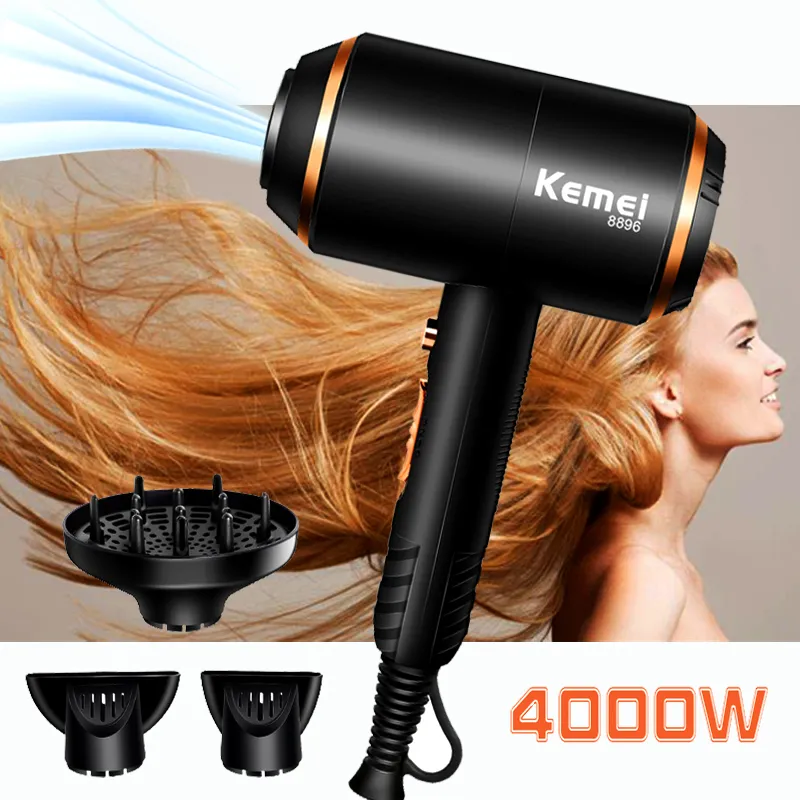 Kemei Sèche-cheveux Sèche-cheveux professionnel puissant et froid Forte puissance 4000W Sèche-cheveux à ions négatifs avec diffuseur KM-88962578