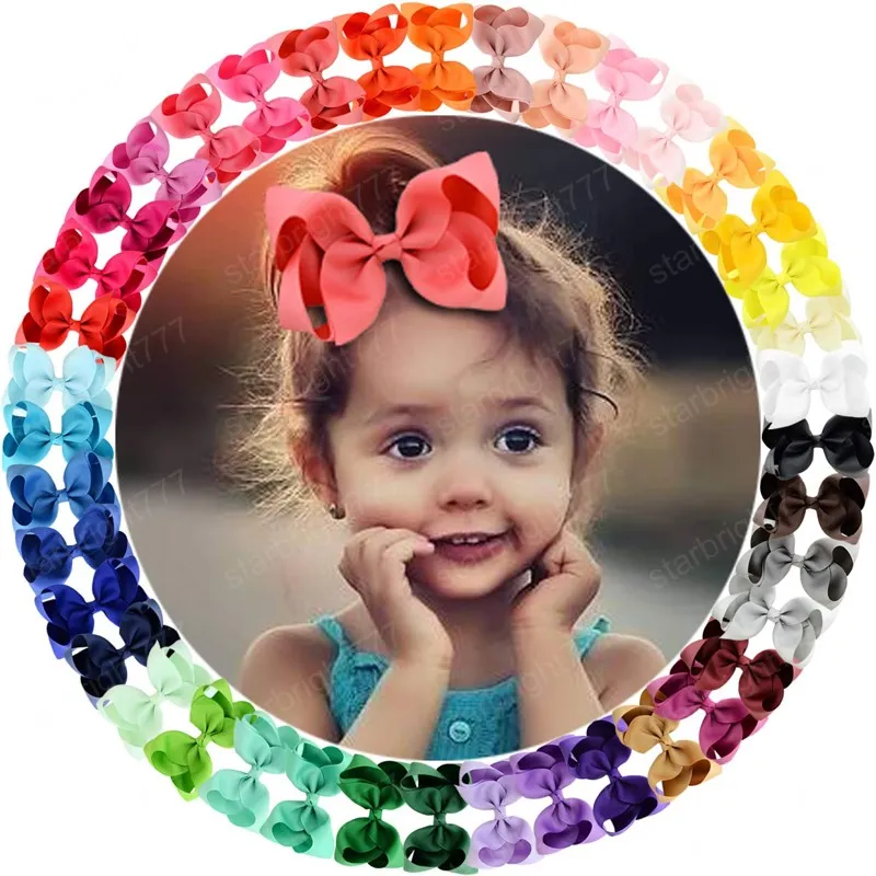 Solid Grosgrain Ribbon Hair Bows With Clip For Cute Girls Handmade Barrettes Hairpins Kids Hair Accessories