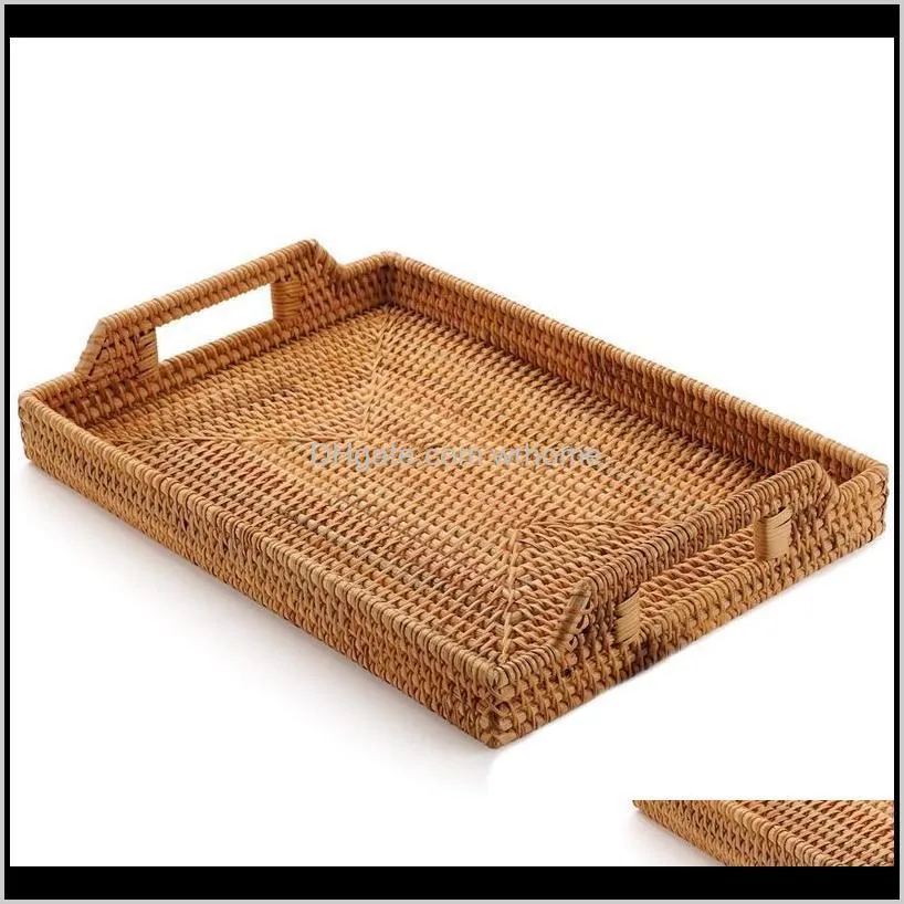 Housekeeping Organization Home & Gardenrattan Woven Storage Fruit Basket Candy Snack Plate Cutlery Tray With Breakfast Bed Bar Dinner Rectan
