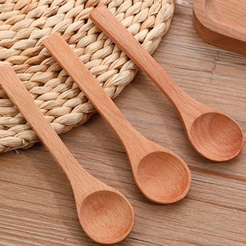 Wooden Spoon Ecofriendly Japan Tableware Seasoning Scoop Coffee Honey Tea Milk Spoon Small Wood Spoon Wholesale 500Pcs/Lot