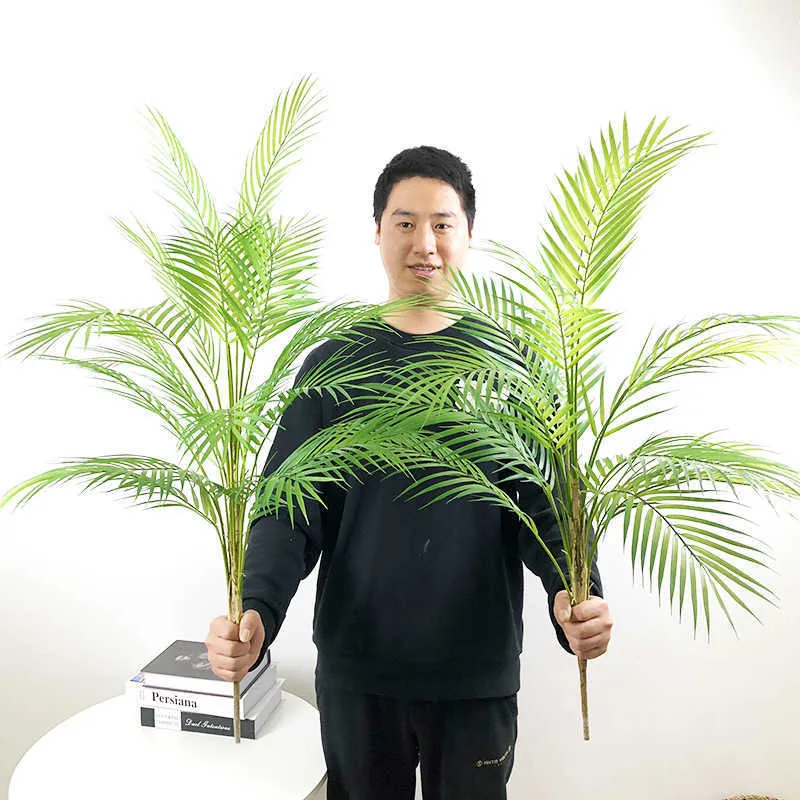 80-98 cm 18 Heads Tropical Artificial Palm Tree Fake Rośliny Oddział Wysokie Doniczkowe Drzewo Zielone Liście Do Domu Ślub Outdoor Decor 210624