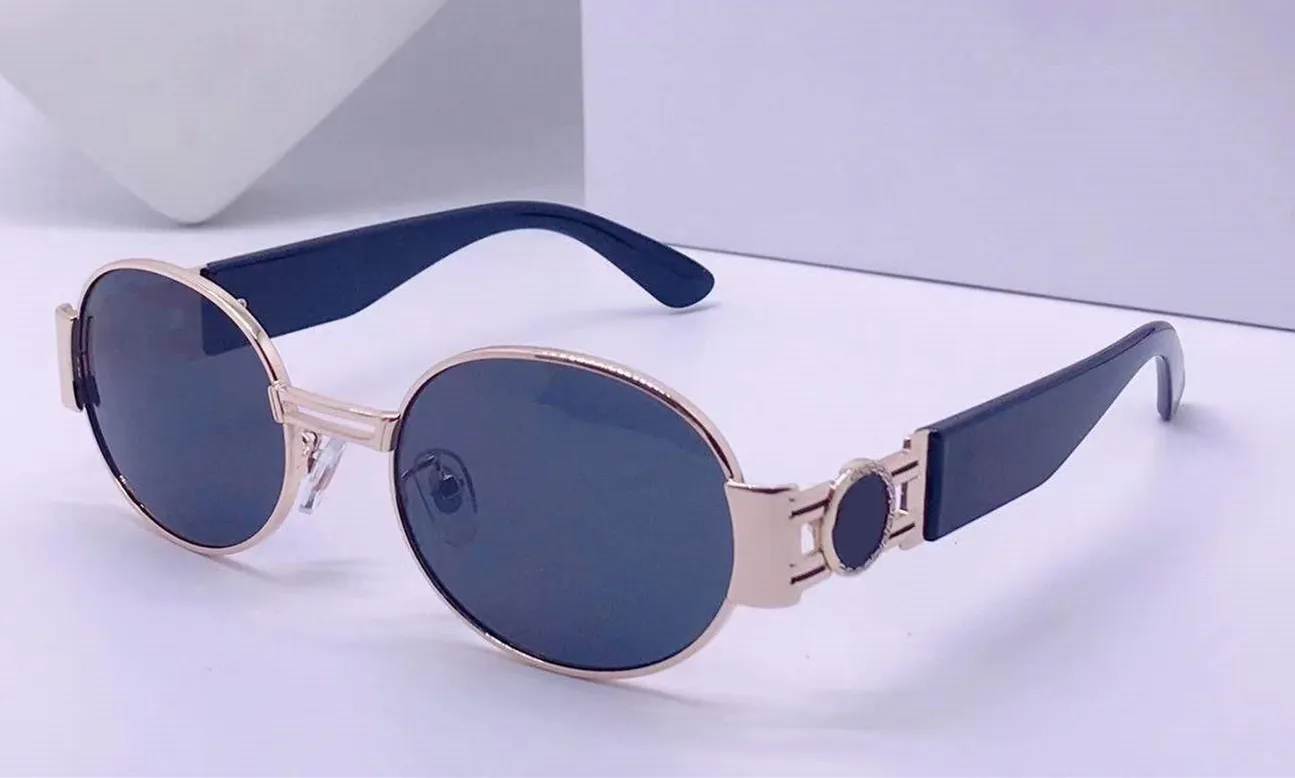 Unisex Full Titanium Retro Oval Sunglasses with UV Protection John Lennon Style BLUE UV Protection Frame Metal Titanium  main image 3