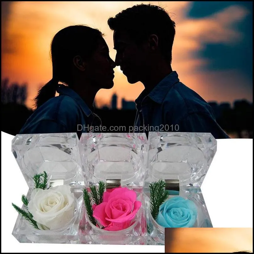 Rose Valentine Acrylic Ring Box 520 Gift For Girlfriend B8G4 Wrap