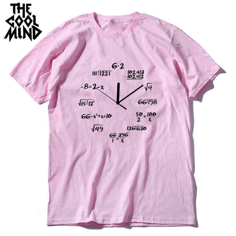 COOLMIND 100% cotton creative clock print funny men T shirt casual o-neck men tshirt cool summer t-shirt mens tee shirts G220223