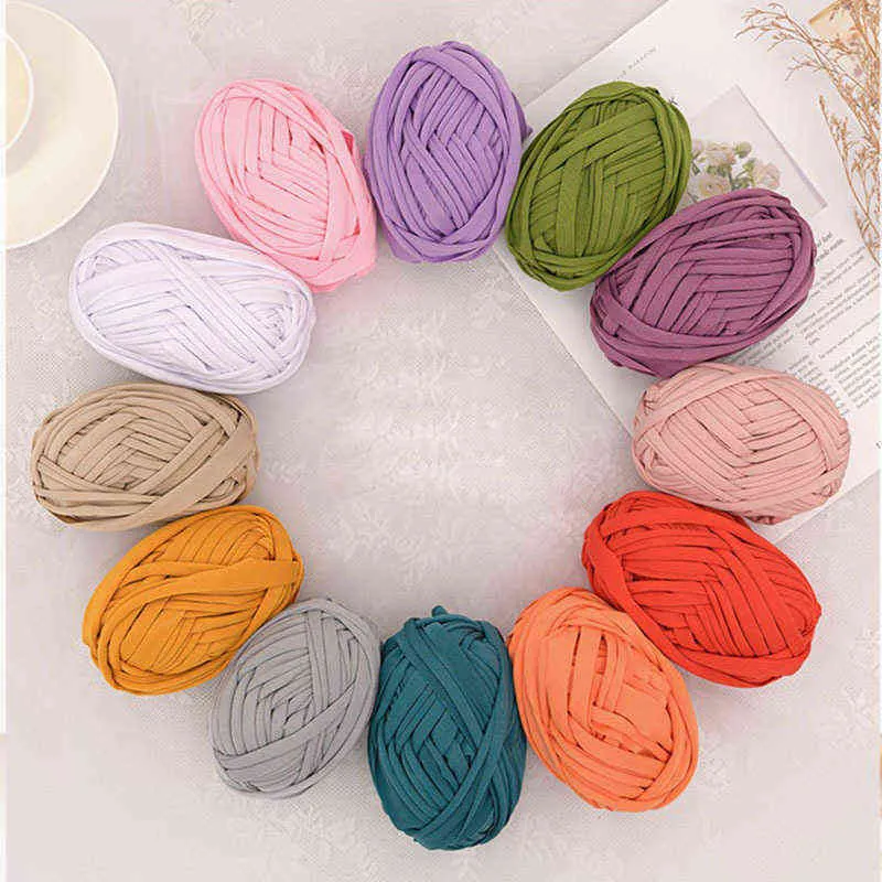 1pc 100g /ロール厚手の糸かぎ針編みの布糸手編みの編み物ウールの手編み袋クッションカーペットY211129