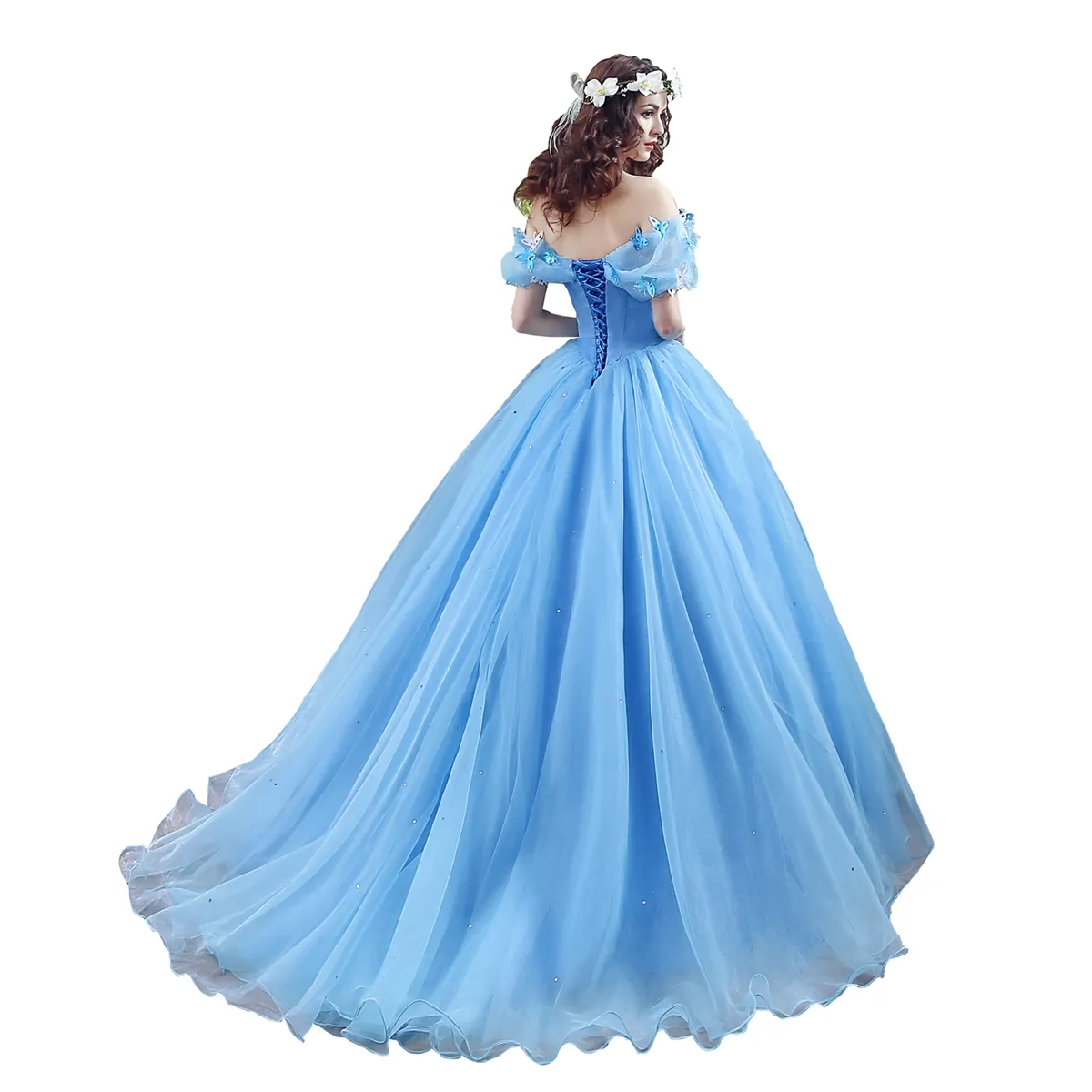 amazon blue prom dress Rent M&S Ivory & Blue Floral Round Neck Midaxi Tea Dress main image 0