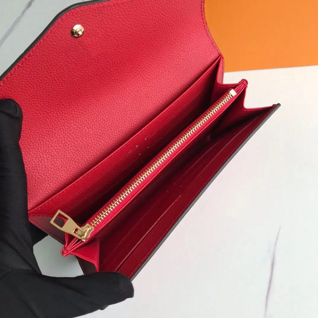 Empreinte Leather Envelope Type Sarah Wallets Tassel Zipply Coin Purse 4 Colors Pink Red Black burgundy Fashion Billfold Flower Im273V