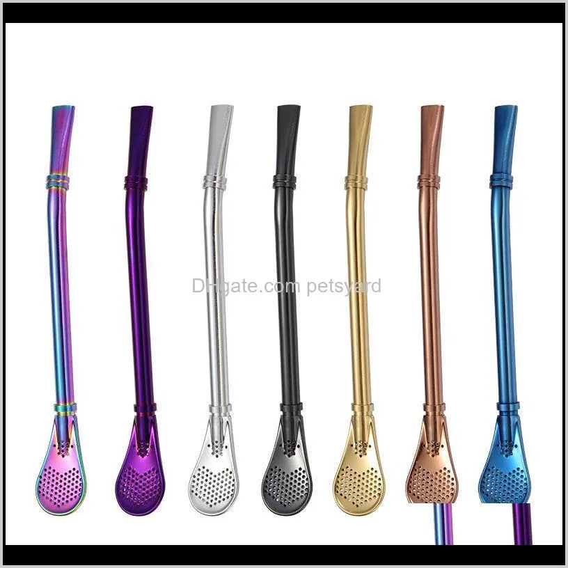 Spoons Flatware Kitchen, Dining Bar Home & Garden304 Eco-Friendly Sts Multicolour Stainless Steel Spoon Drinking Tea Mate St Gourd Bombilla F