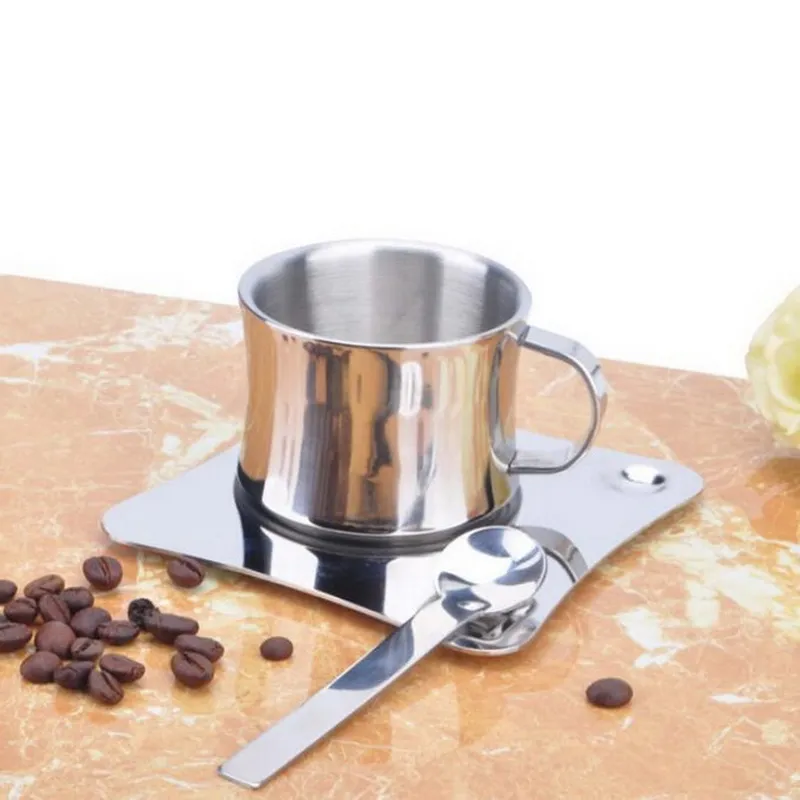 65 ml mode 304 roestvrij staal koffie thee bekers dubbele laag mini kleine capaciteit espresso slanke koffiemok