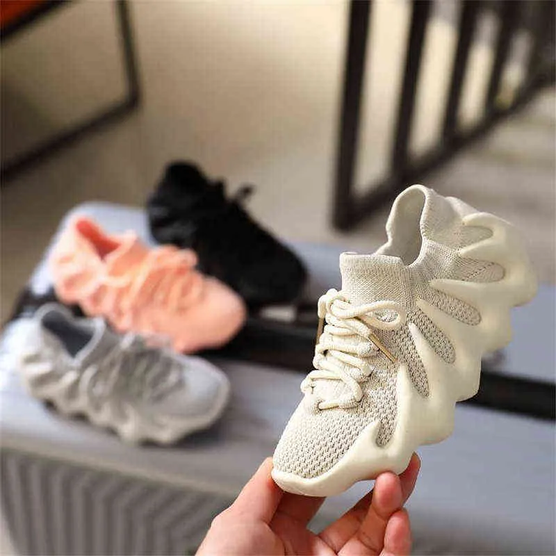 Summer 2021 Boys Girls Fashion Casual Sneakers Toddler Little Big Kid Brand Trainers Children Pink Lace-Up Walking Shoes G1210
