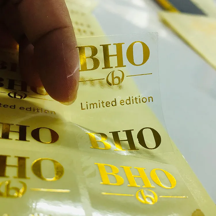 Custom Logo Waterproof Gold Foil Clear Transparent Sticker
