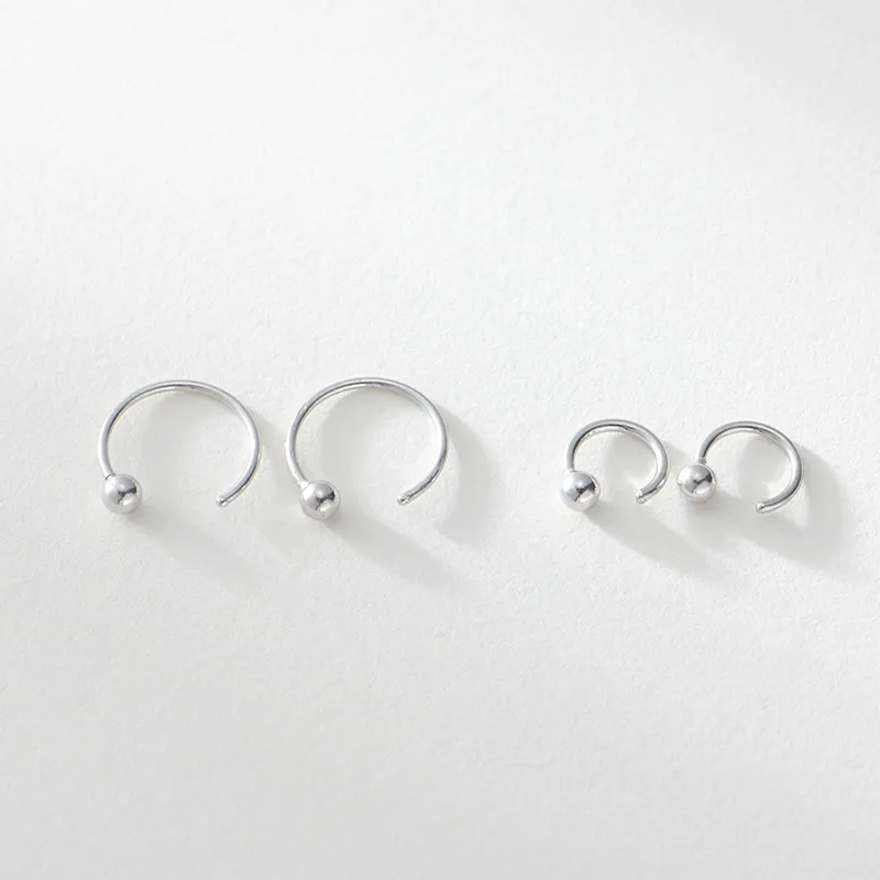 100% Genuine 925 Sterling Sliver Stud Earrings for Girls Korea Tiny Cute Stick Semicircle Bead Earrng Fine Jewelry YME622