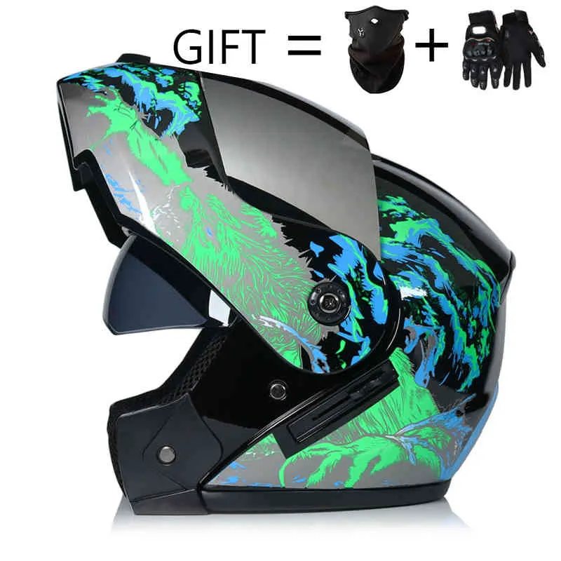 Mężczyźni zima Kobiety Unisex Dual Obiektyw Motocross Motocross Modular Full Flow Full Moto Flip Up Cascos Para Moto