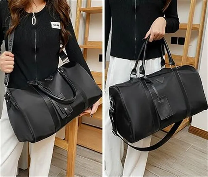 Men Fashion Duffle Bag Triple Black Nylon Travel Bags Mens Top Handle Luggage Gentleman Business Work Tote with Shoulder Strap