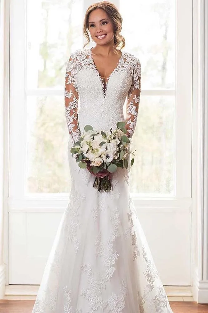 Graceful Ivory Lace Mermaid Wedding Dresses Long... From Chicweddings,  $146.61 | DHgate.Com