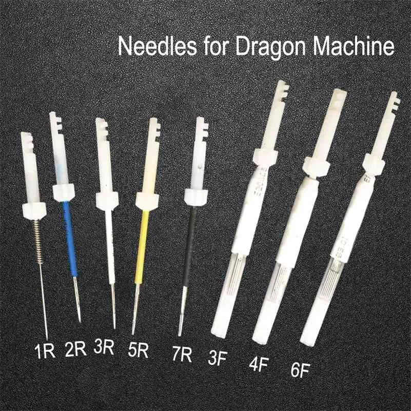 50pcs / 100pcs 1R / 2R / 3R / 5R / 7R / 3F / 4F / 6F Aiguilles de tatouage pour le maquillage permanent des sourcils et des lèvres Designs Taiwan Dragon Machine 210324