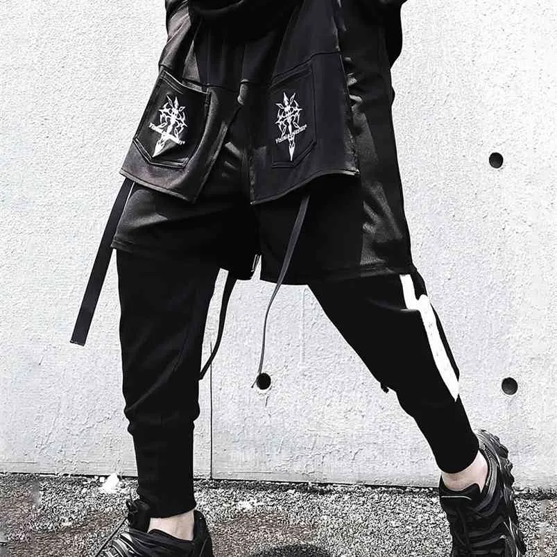 Män hip hop joggers elastiska midja japanska streetwear hajuku byxor 210715