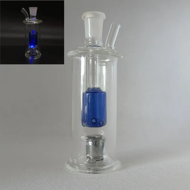 10 mm gemensam mini LED -glas bong hopah glöd i mörka perc vatten bongs olja dab nagel rigg rökrör perkolator för att bränna torr ört tobak