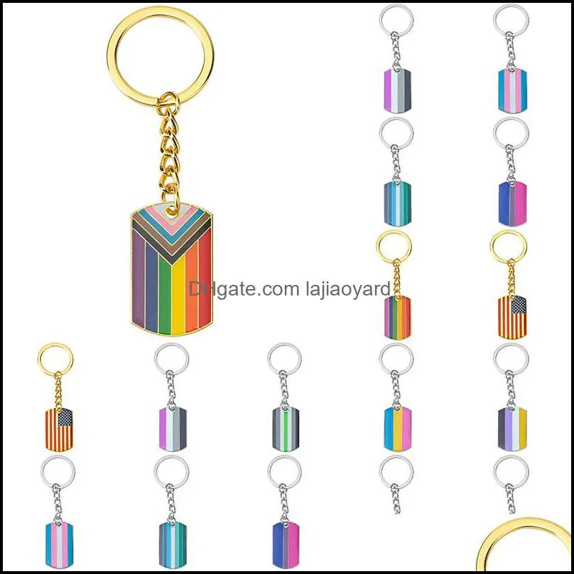 Keychains Fashion Accessories Blandade Pride LHBT Bisexual Round Key Chain Metal Drop Delivery 2021 8DE