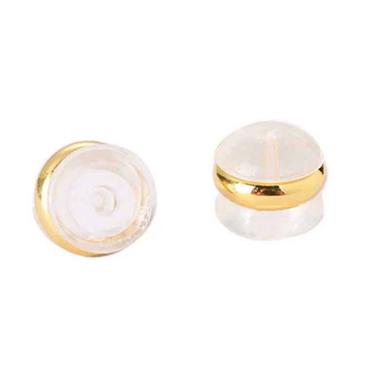 Earring Backs Padded Mushroom Copper Plated Rubber Silicone Round Ear Plug Blocked Caps Stoppers For DIY Jewelry Findings Making