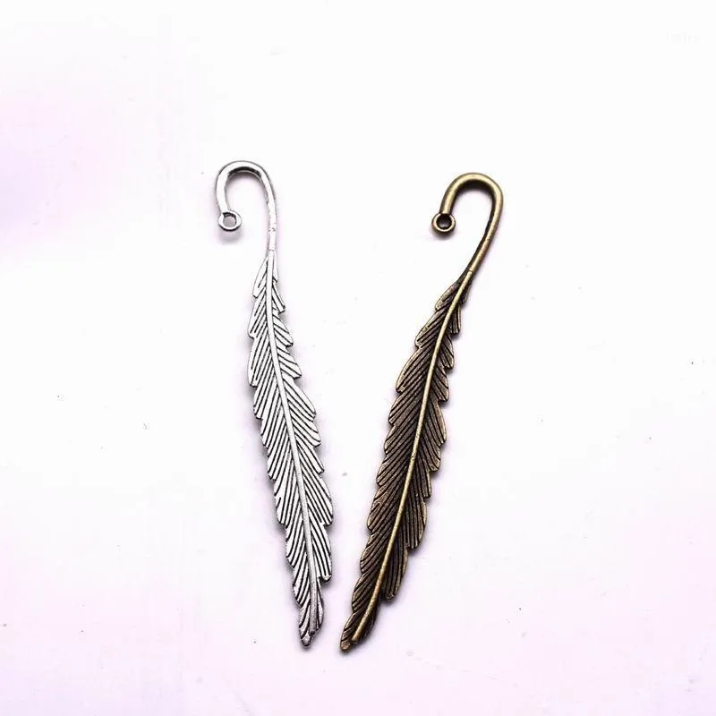 Bookmark Metal Feather Bookmarks Vintage Silver Bronze Tone Plated DIY Alloy For Kids Gifts School Office Stationery Supplies