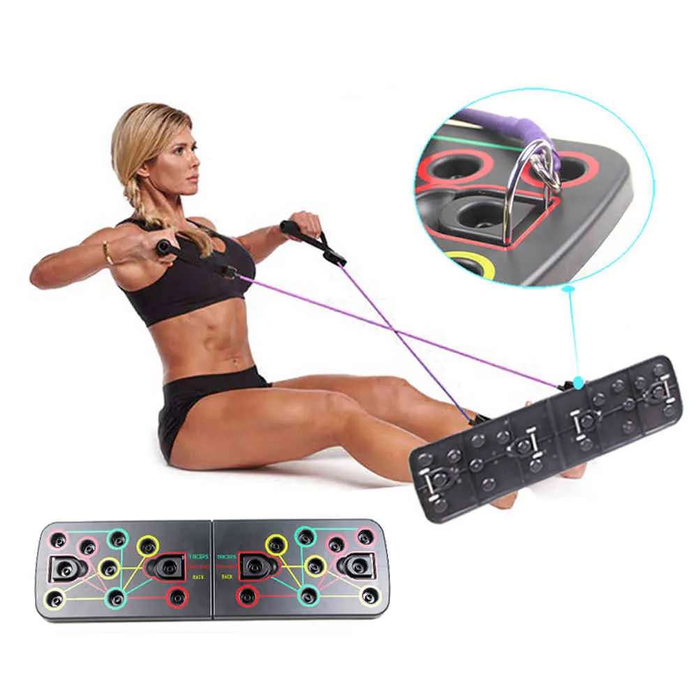 2 w 1 Push Up Resistance Resistance Band Board Mężczyźni Kobiety Ćwiczenia Push-Up Stoiska Budynek Budownictwo System Home Fitness Sprzęt X0524