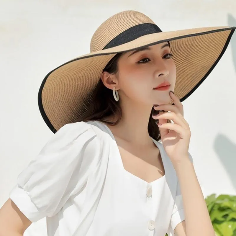 Designer Wide Brim Beach Hat Wide Brim For Women Floppy Straw Sun