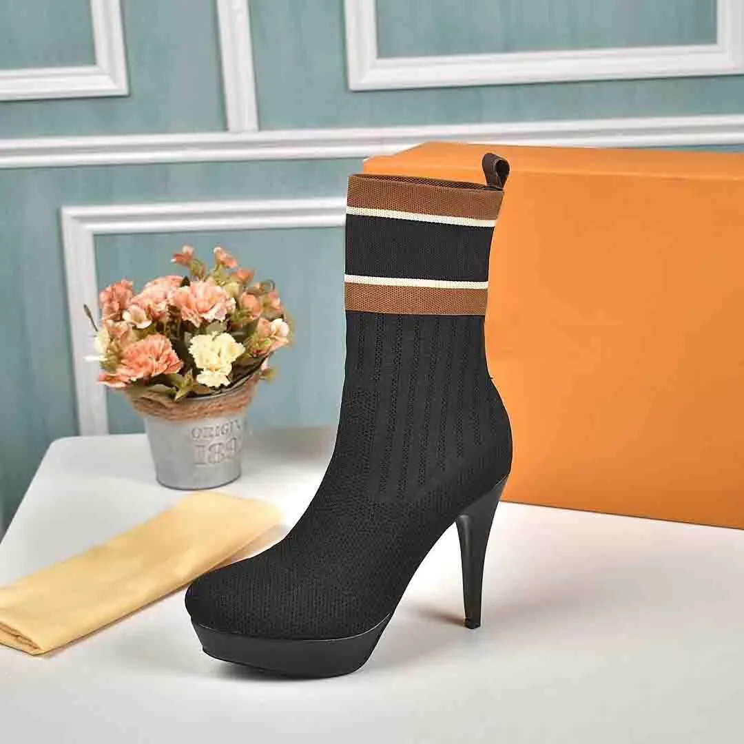 代引不可 靴下ブーツ秋冬女性の靴ニット弾性ブーツセクシーな手紙ファッションハイヒールのドレスウォーキングポンププラットフォーム女性ハイヒールの靴の大きさ41 42 先行予約 Pelangi Sch Id