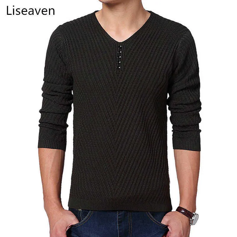 Liseaven automne d'hiver chou couleur massif masculin en V en V en V pliers à col articulé homme vêtements de vêtements pontons y0907 y0907