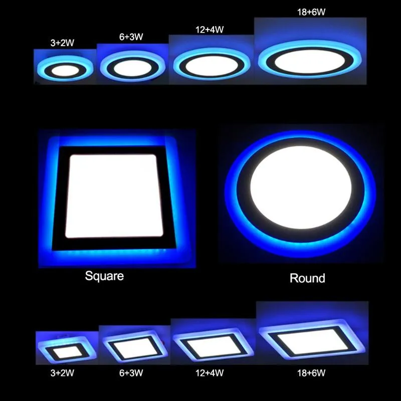 3 modes double couleur Led encastré plafonnier couloir chambre Hall lampe blanc/bleu AC220V Spot pour les lumières de bureau intérieur