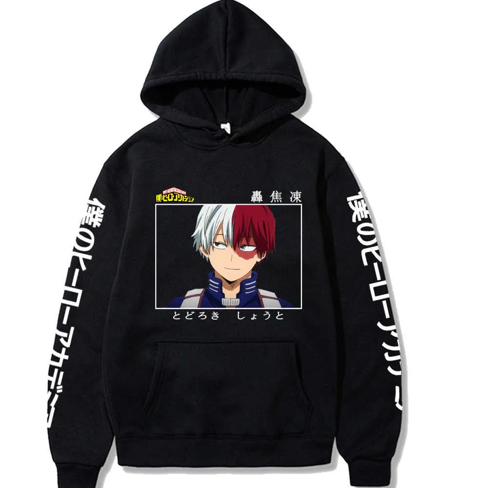 2021 Anime My Hero Academia Printed Men/women Boku No Hero Academia Shoto Todoroki Hoodie Long Sleeve Sweatshirt Y0804