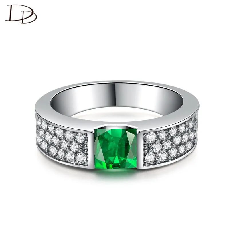 Cluster Anéis Dodo Nobre Quadrado Verde Cristal Austríaco Para Mulheres Branco Ouro Cor Cúbica Zircônia Moda Jóias Bijoux Femme DD210