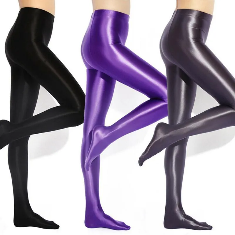 Women's Pants & Capris Plus Size Shiny Wet Look Pantyhose Satin Glossy Opaque Tights Stockings