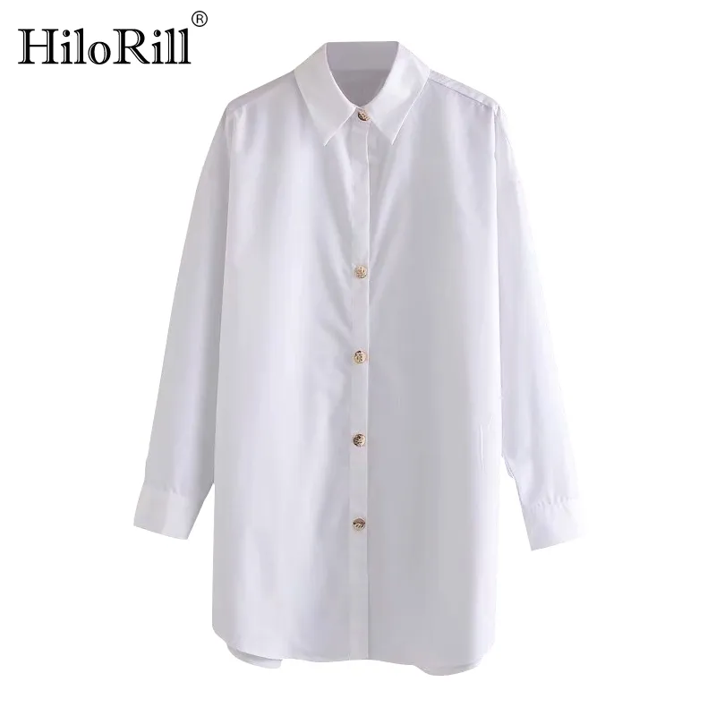 Mulheres Casuais Branco Algodão Blusa Camisa Solta Manga Longa Blusas Sólidas Escritório Desligado Collar Top Blusas 210508