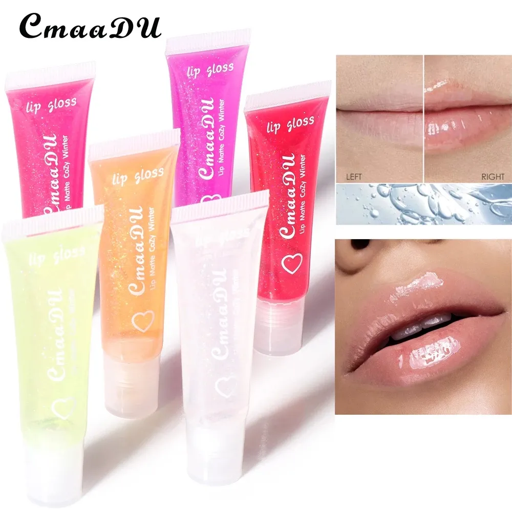 CmaaDu Lip Gloss Labbra Balsamo 6 Colori Puro Trasparente Morbido Tubo Idratante Naturale Nutriente Idratante Trucco Inverno Lipgloss