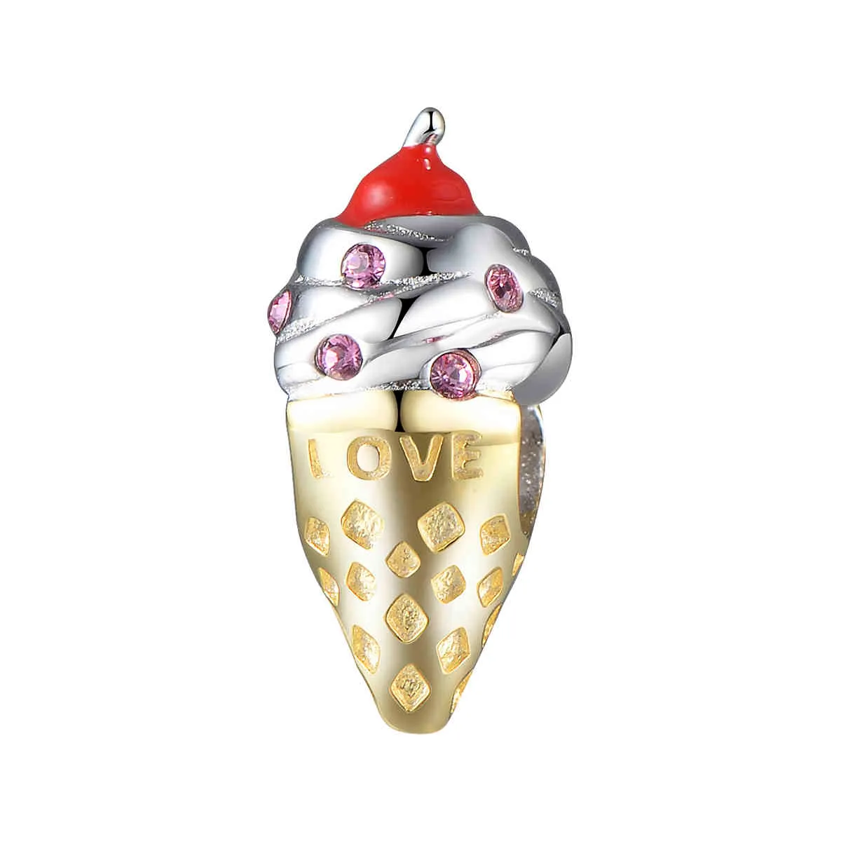 GW Icecream Charms FoodBeverages 925 Sterling Silver Charm Adatto a braccialetti europei Berloques Creazione di gioielli fai da te Amante E022