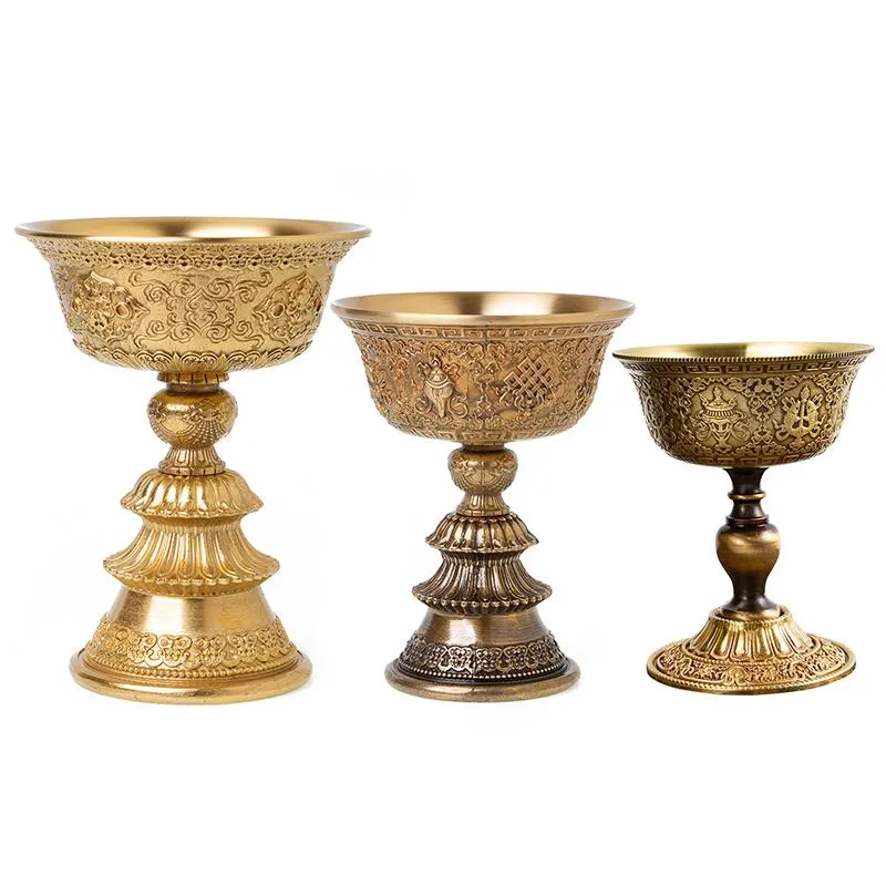 Candle Holders Tibetan Pure Copper Gilded Lotus Eight Auspicious Oil Lamp Holder Base Lhasa Buddha Long Lighting Stand