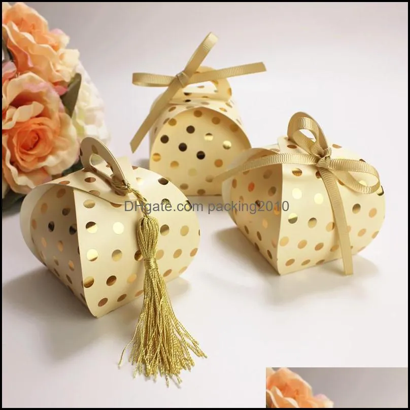 Gift Boxes Wedding Favors Bags Party Supplies Candy Chocolate Paper Box Packaging With Tassels And Ribbing Package Decoration Wrap