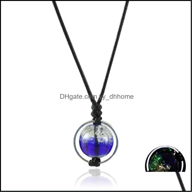 Pendant Necklaces 1PC  Oil Ball Pendants Lampwork Glass Necklace Luminous In Dark Perfume Bottle For Women