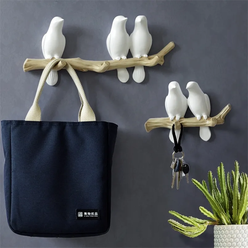 Wall Decorations Home Accessories Living Room Hanger Resin Bird hanger key kitchen Coat Clothes Hooks Hat Handbag Holder 220311