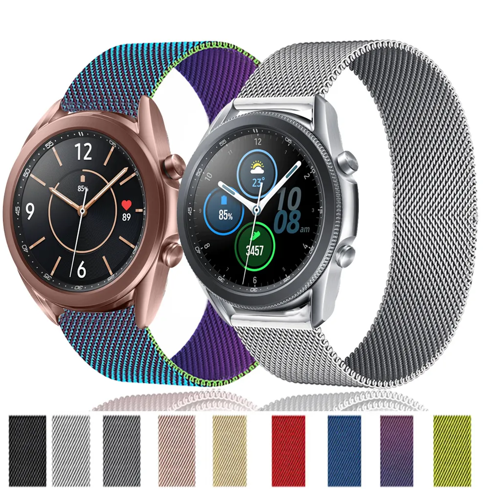 20mm 22mm alça de relógio de loop milanês alça de aço inoxidável para Galaxy Watch3 Active 2 46 42mm engrenagem S3 S4 Pulseira Huawei GT2