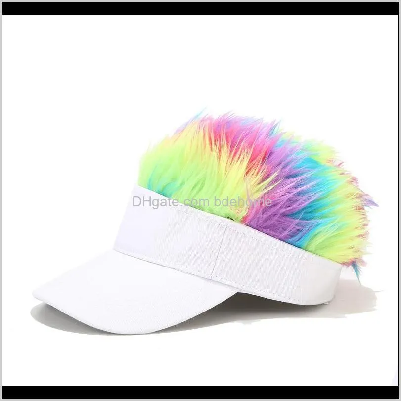hot new fashion novelty baseball cap fake flair hair sun visor hats men`s women`s toupee wig funny hair loss cool gifts
