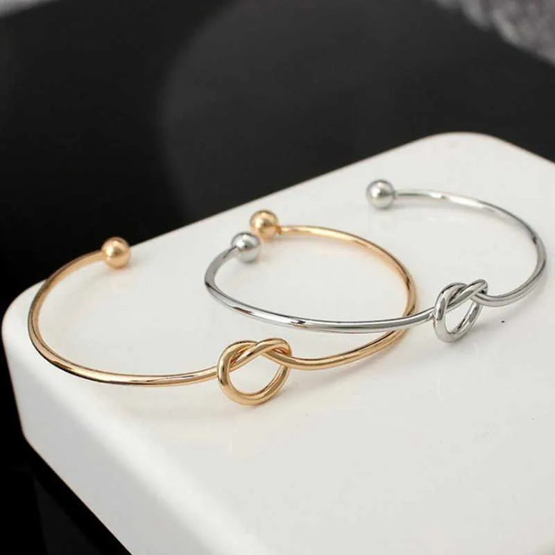 Commercio all'ingrosso 2 pz moda nodo polsino in acciaio inossidabile coppia braccialetto manchette bracciali braccialetti per le donne uomini fascino cuore gioielli Q0719