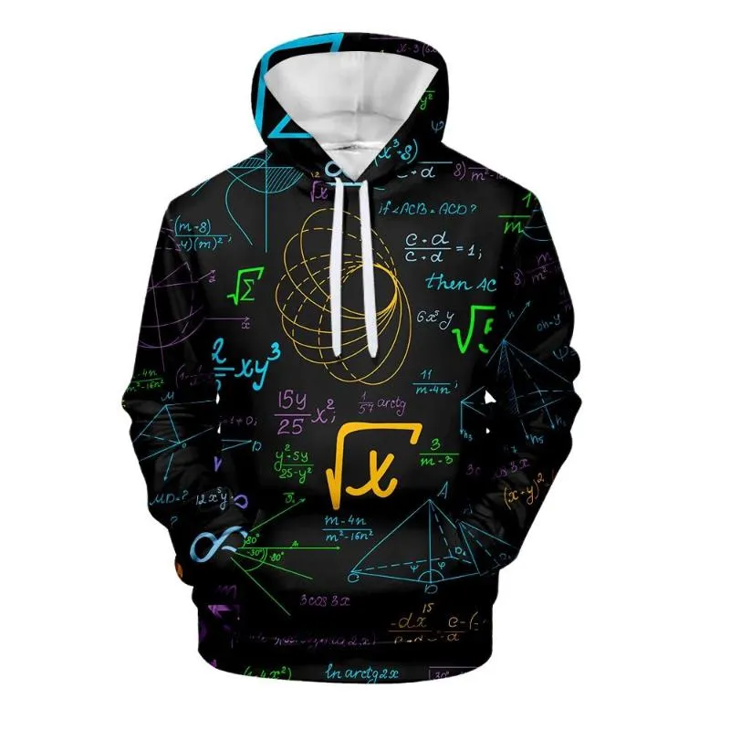 Hoodies dos homens moletom fórmula de ciência 3d crianças cópia colorida homem streetwear engraçado matemática logística química tops 4xl