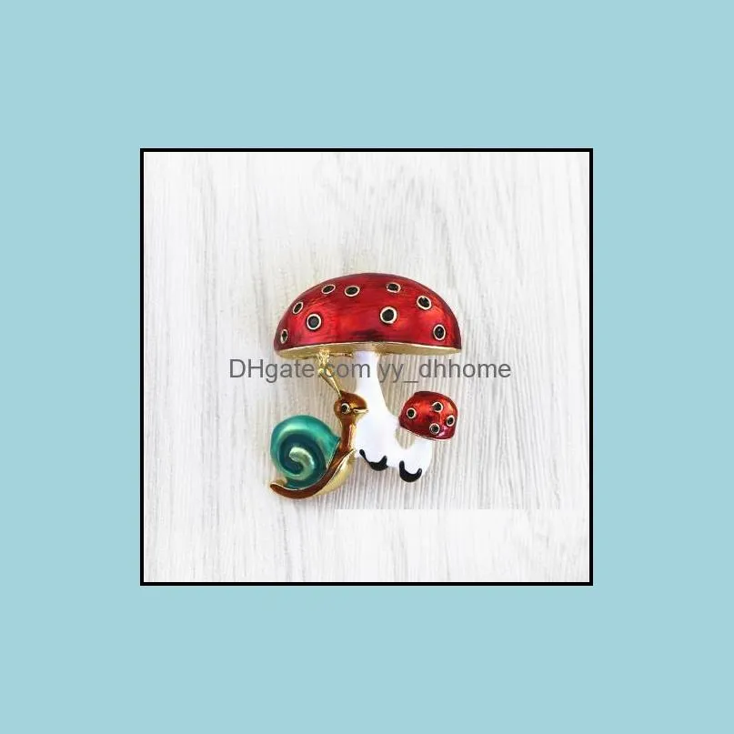 Pins, Brooches High Quality Wholesale 2pcs/ Lot Style Fashion Jewelry Accessories Metal Enamel Mushroom Snail Brooch