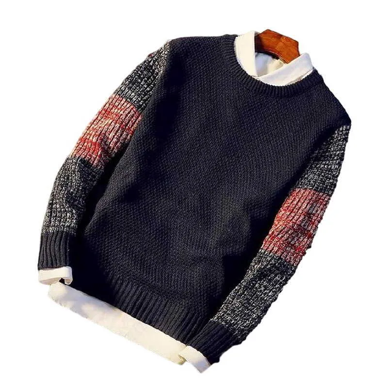 Höst Vintertröja Mäns Round Neck Solid Färg Turtleneck Sweater Mäns Ungdom Trend Ny Slim Långärmad Sweater Y0907